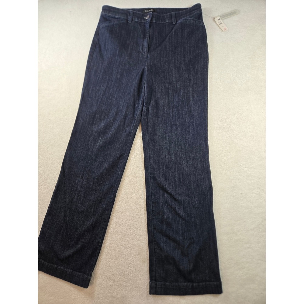 Talbots Womens Wide Leg Denim Trouser Pants Dark Indigo Blue Size 10 NWT
